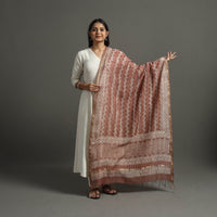 Brown - Block Printed Chanderi Silk Bagru Dupatta 64