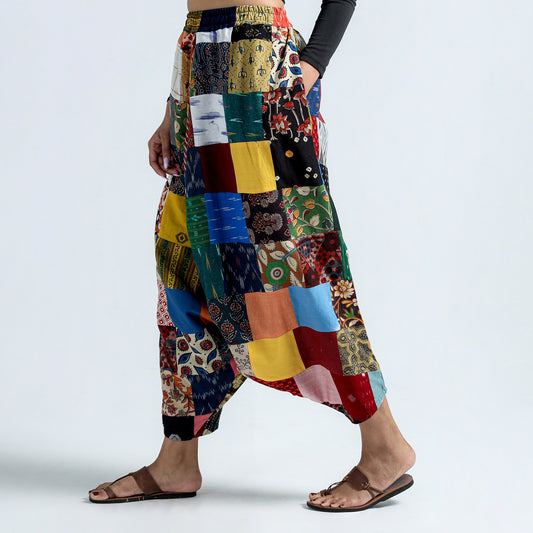 Multicolor - Block Printed Handmade Patchwork Cotton Harem Pant