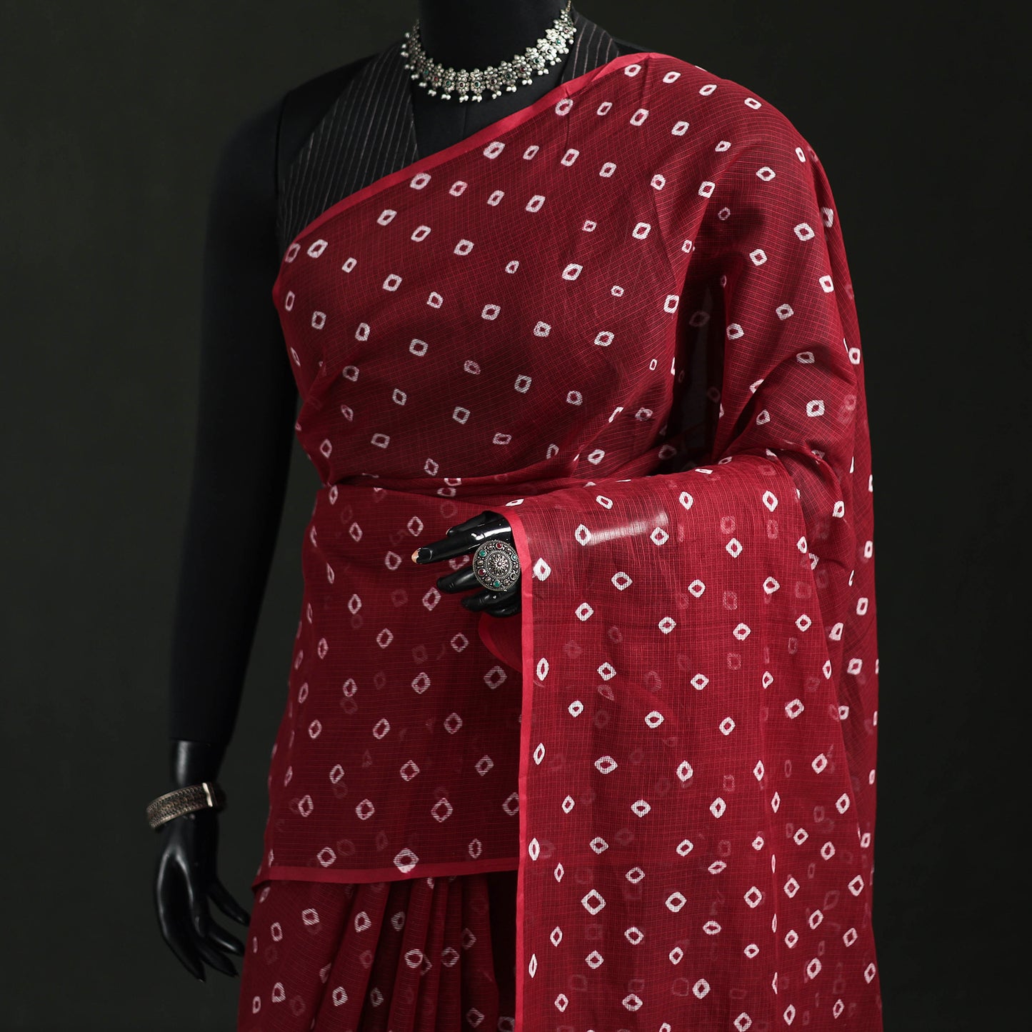 Bandhani Tie-Dye Kota Doria Cotton Saree 17
