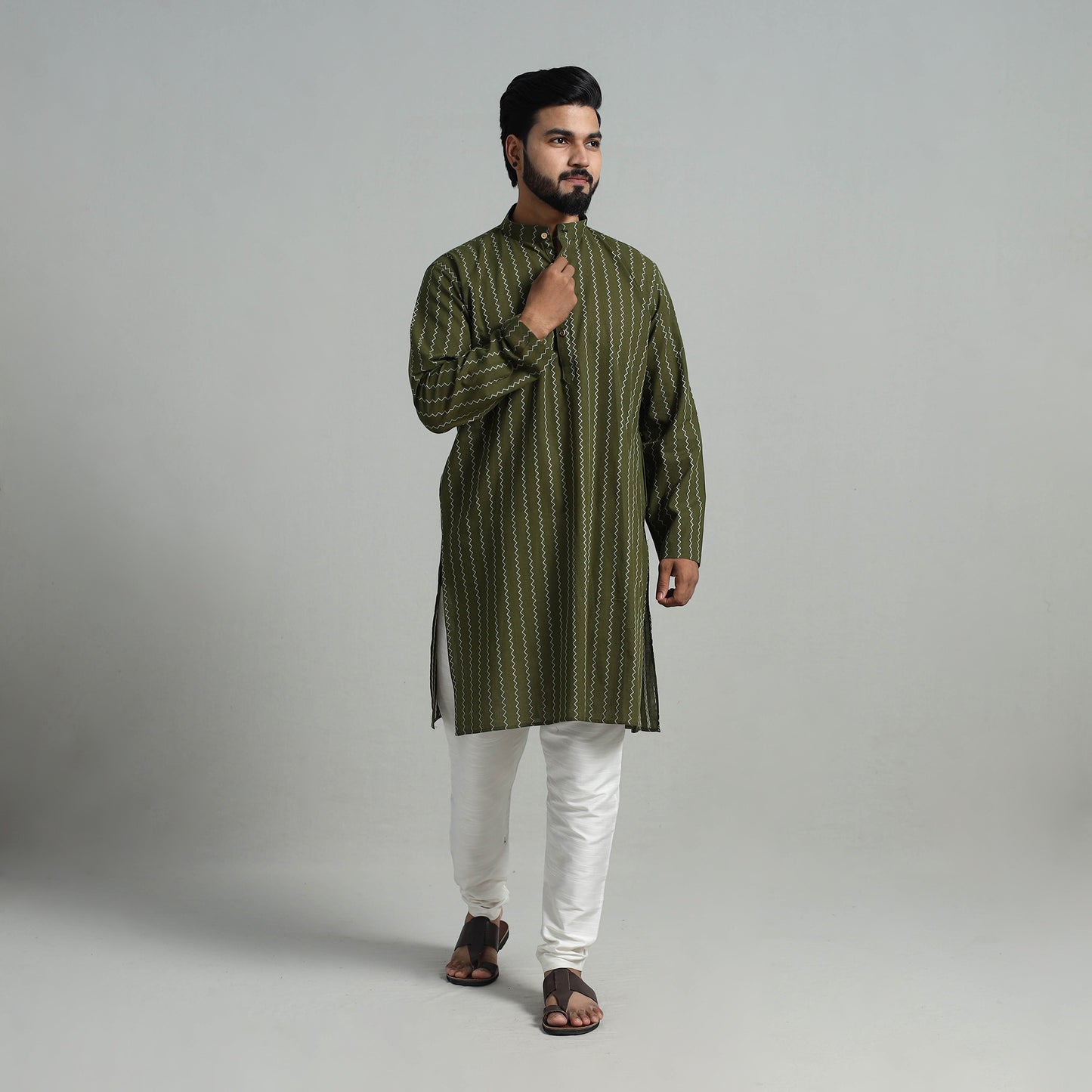 Cotton Long Jacquard Kurta for Men 14