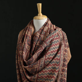 Ajrakh Hand Block Print Natural Dyed Handwoven Acrylic Wool Shawl 02