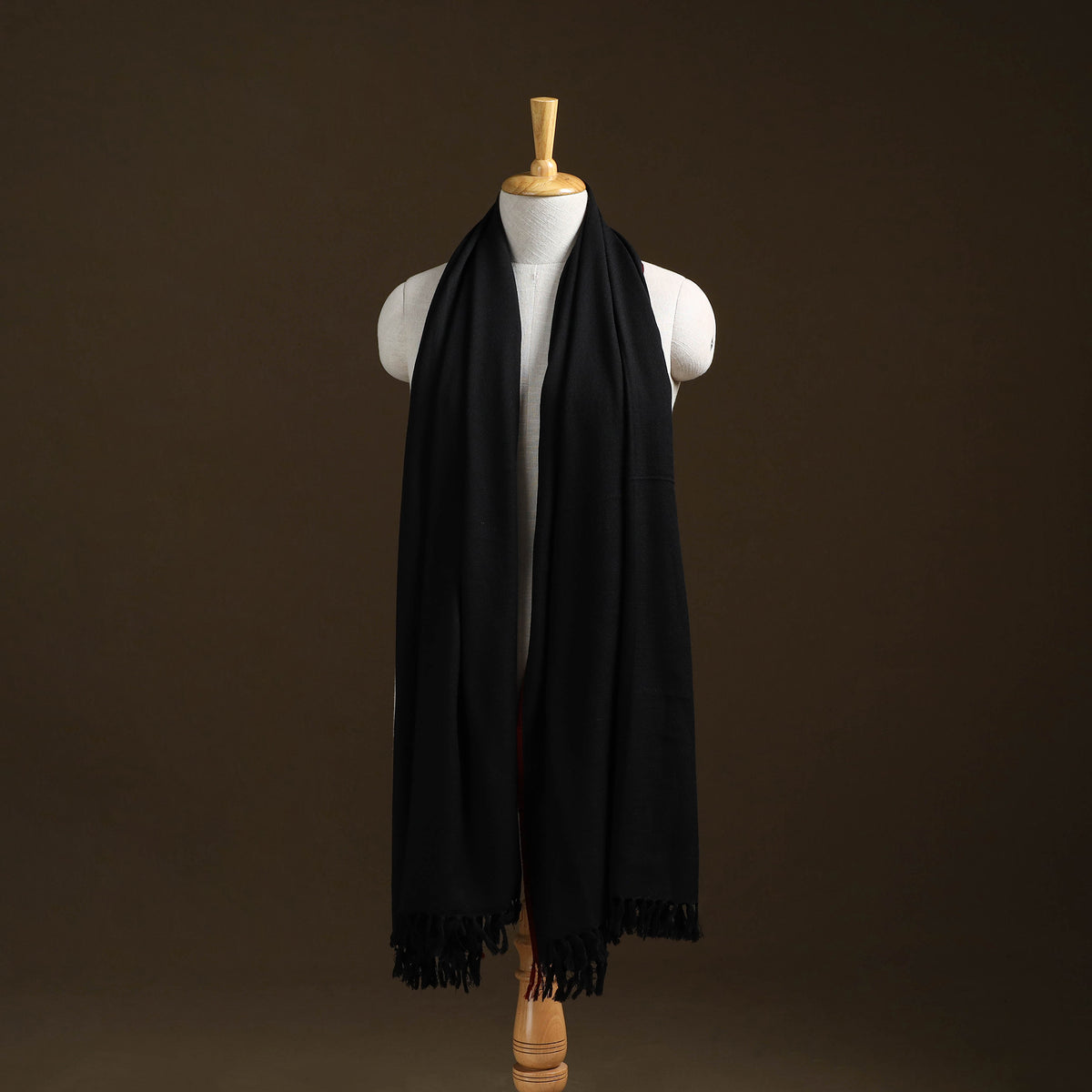 Black - Kumaun Handwoven Pure Merino Wool Shawl 02