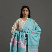 Blue - Assam Weave Thread Buti Cotton Handloom Dupatta 15