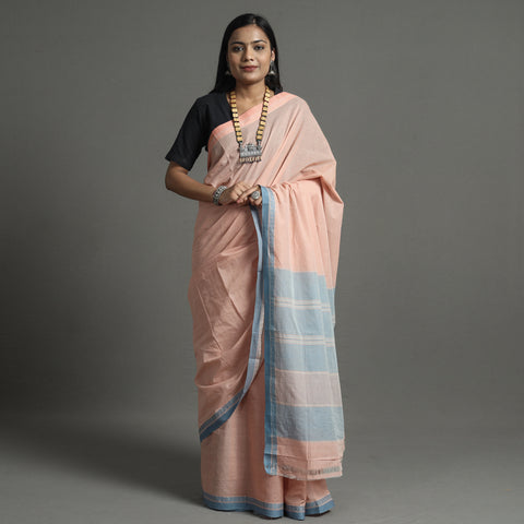 Peach - Pure Handloom Natural Dyed Dobby Cotton Saree 7