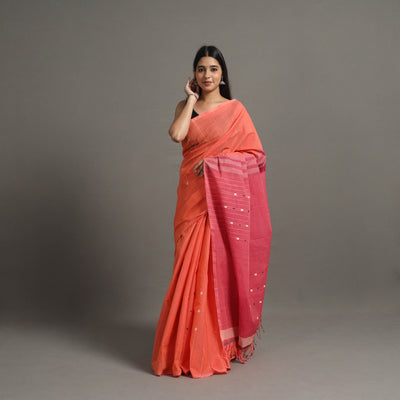 Orange - Jamdani Buti Cotton Handloom Saree 56