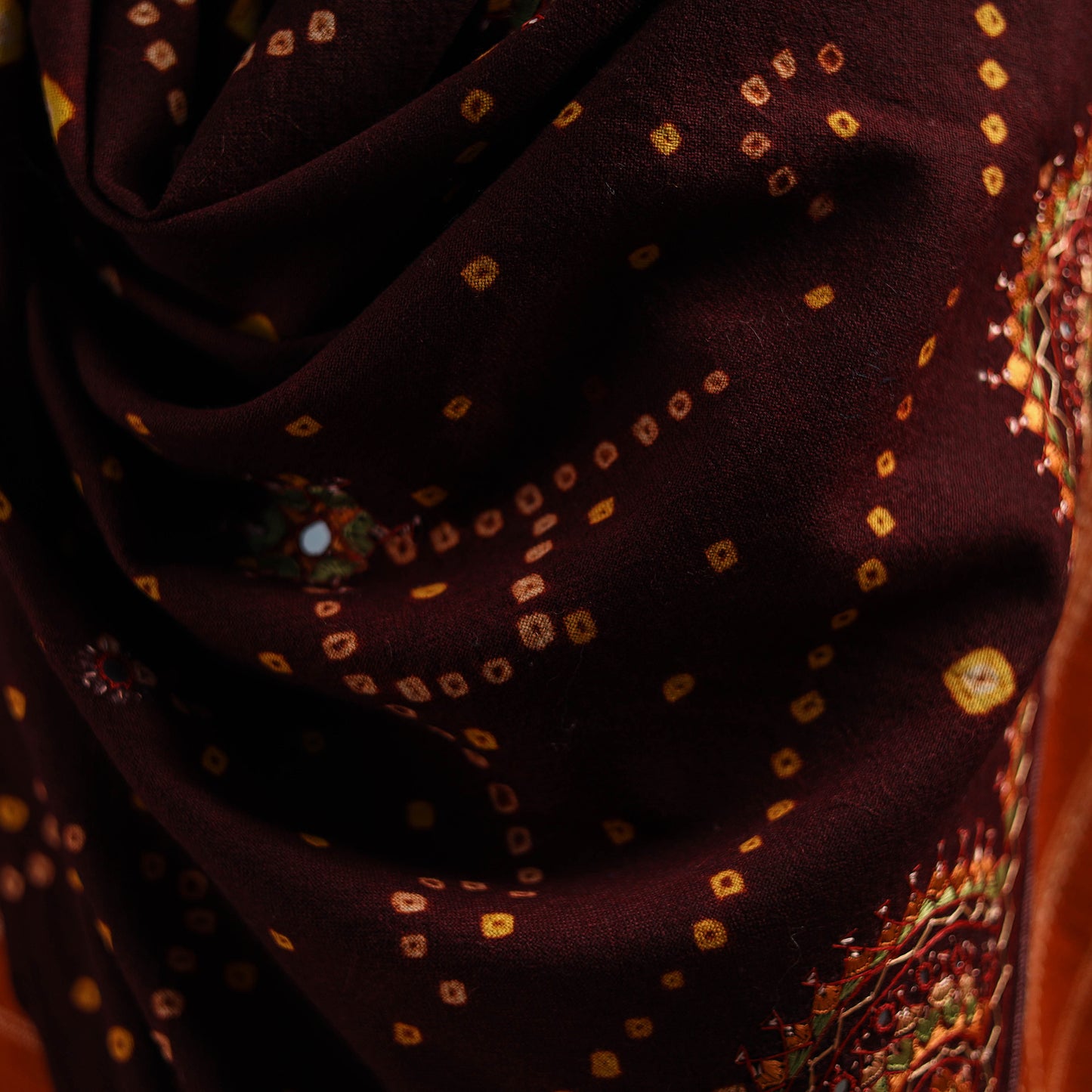 Kutch Bandhani Handwoven Neran Hand Embroidery Merino Wool Shawl 58