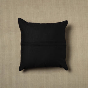 Black Kantha Stitch Ikat Cushion Cover