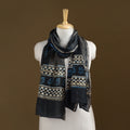 Black - Pipad Hand Block Print Natural Dyed Chanderi Silk Handloom Stole 11