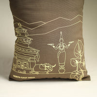 Brown - North-East India's Iconic Symbols Cotton Canvas Tote Bag