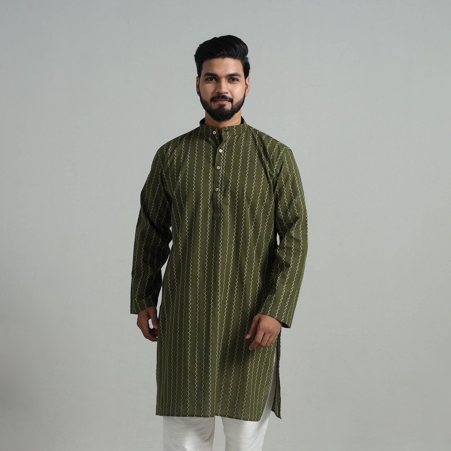 Cotton Long Jacquard Kurta for Men 14