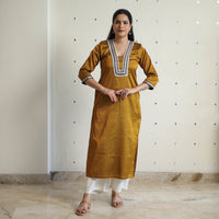 Yellow - Traditional Cotton Khun Straight Kurta for Women 10