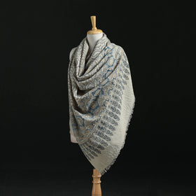 Ajrakh Hand Block Print Natural Dyed Handwoven Acrylic Wool Shawl 03