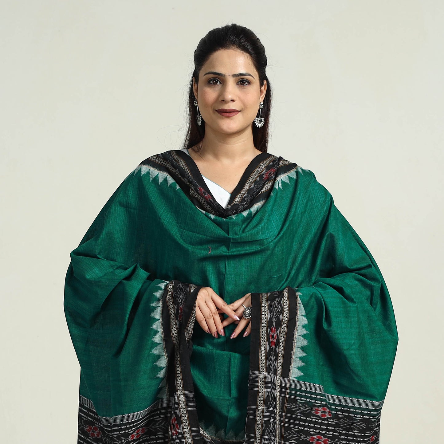 Green - Sambalpuri Ikat Weave Cotton Dupatta 27