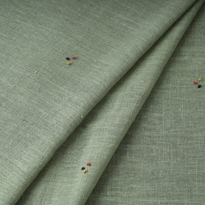 Green - Organic Kala Cotton Handloom Buti Fabric 08