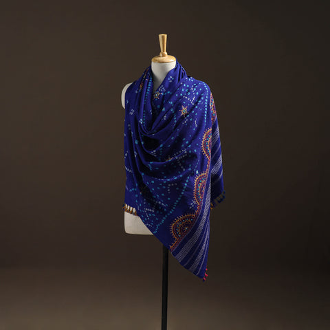 Kutch Bandhani Handwoven Neran Hand Embroidery Merino Wool Shawl 59