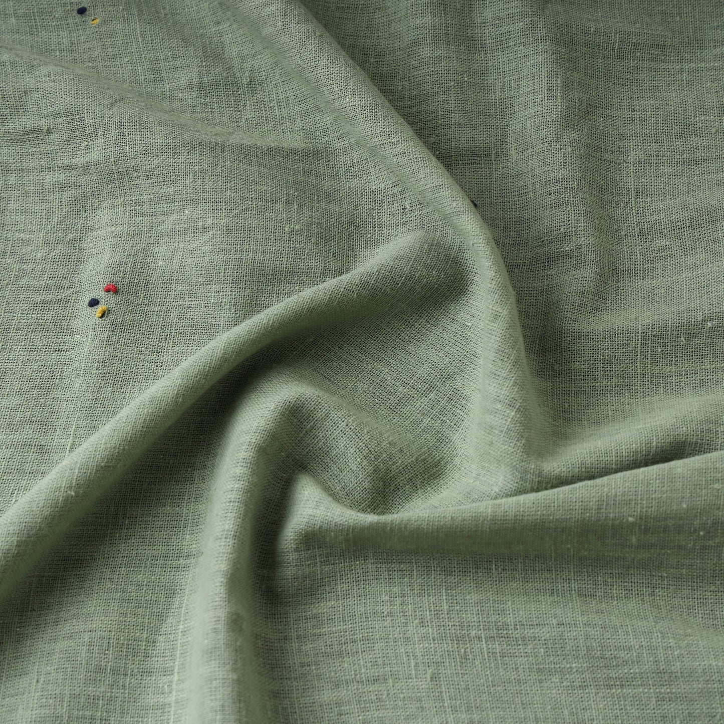 Green - Organic Kala Cotton Handloom Buti Fabric 08