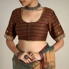 Fine Tissue Zari Green Bengal Saree with Embroidered Blouse