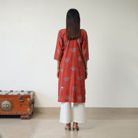 Red - Block Printed Cotton Straight Ajrakh Kurta 13