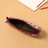 Grey - Handcrafted Quilted Cotton Multipurpose Pencil Pouch 01