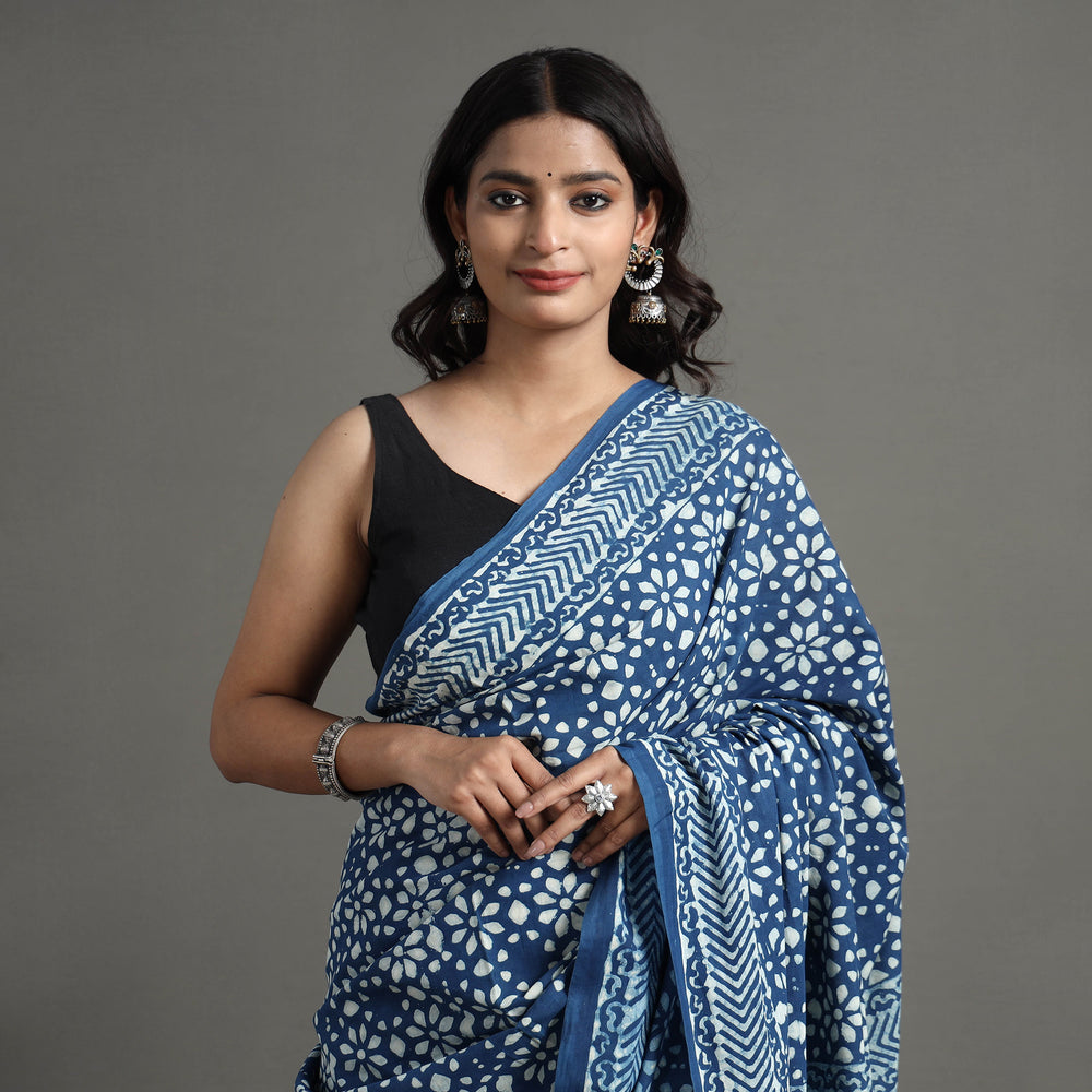 block printed saree