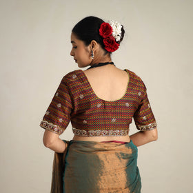 Fine Tissue Zari Green Bengal Saree with Embroidered Blouse
