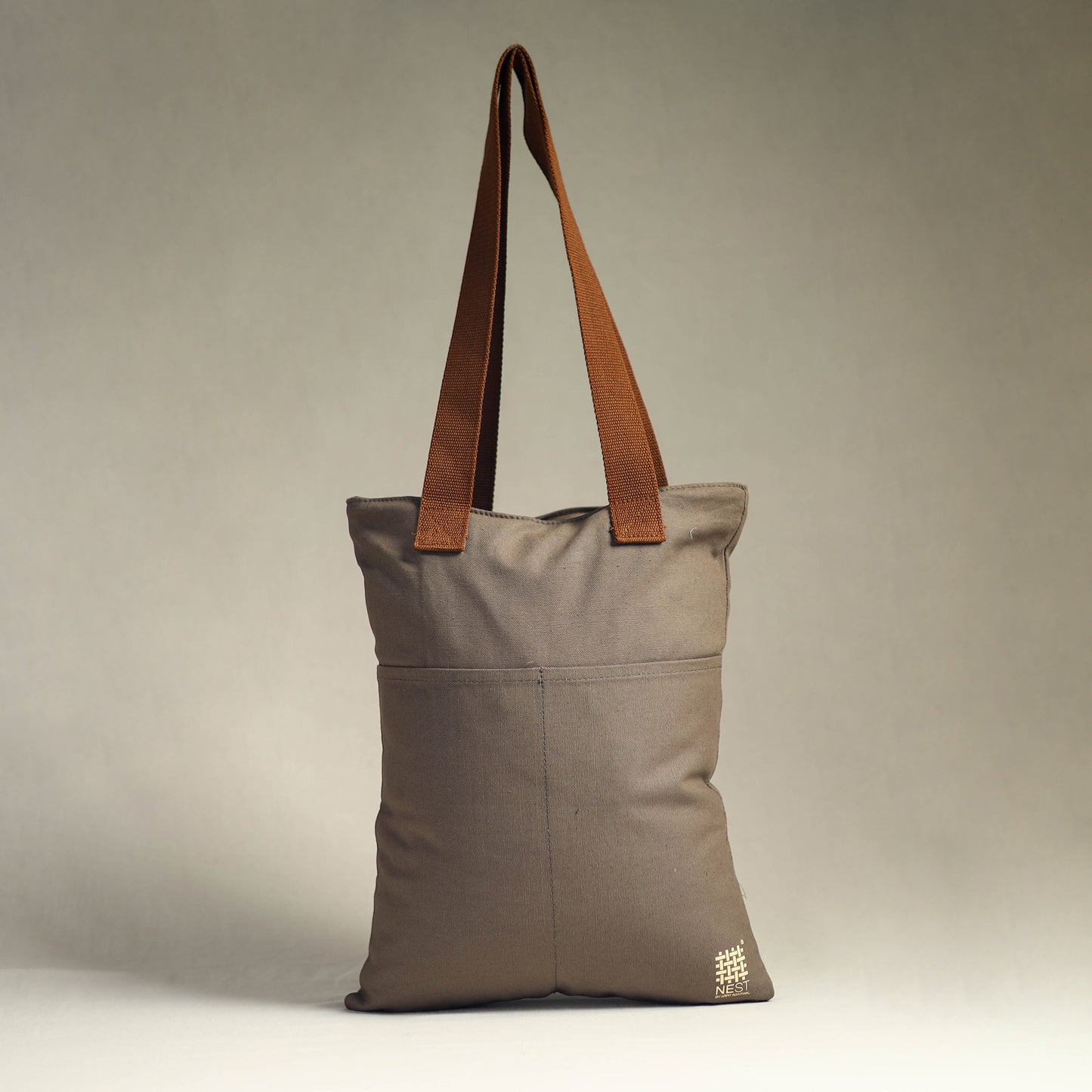 Brown - North-East India's Iconic Symbols Cotton Canvas Tote Bag