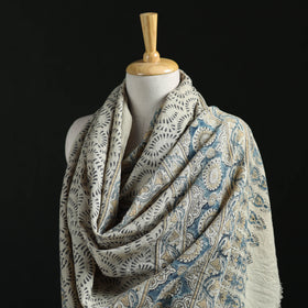 Ajrakh Hand Block Print Natural Dyed Handwoven Acrylic Wool Shawl 03