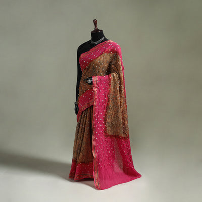 Kutch Tie-Dye Shibori Bandhani Cotton Saree with Blouse Piece 30