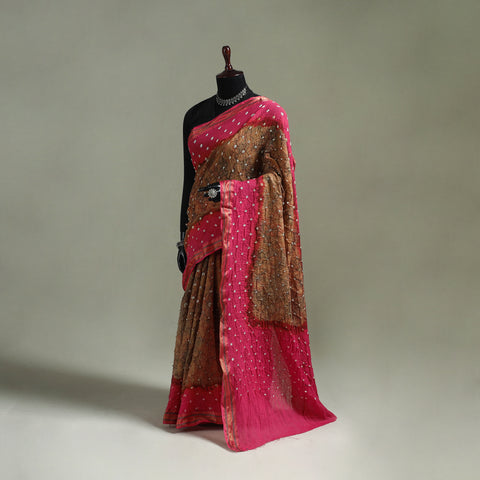 Kutch Tie-Dye Shibori Bandhani Cotton Saree with Blouse Piece 30