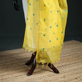 Kota Doria Cotton Embroidered Plain Dupatta 01