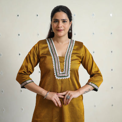 Yellow - Traditional Cotton Khun Straight Kurta for Women 10