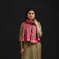 Pink - Handloom Silk Bengal Kantha Work Stole 21