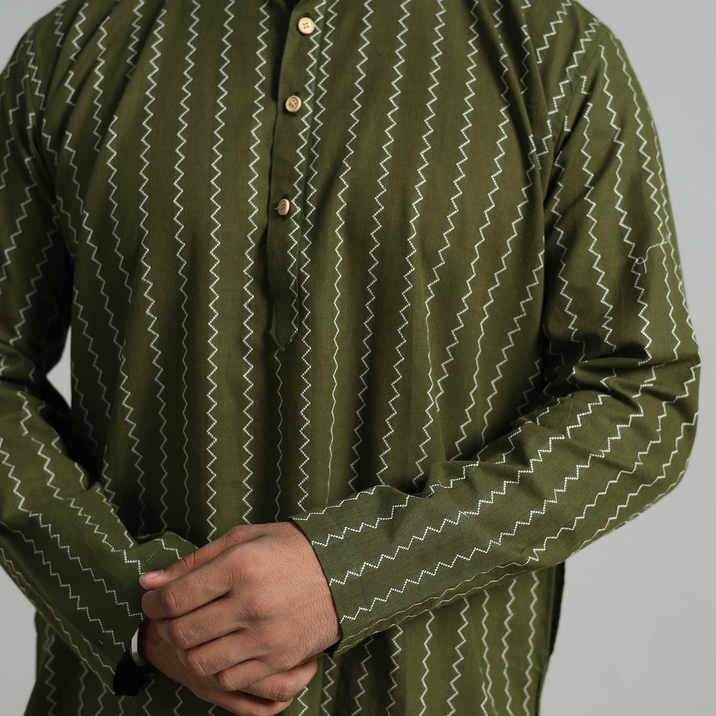 Cotton Long Jacquard Kurta for Men 14