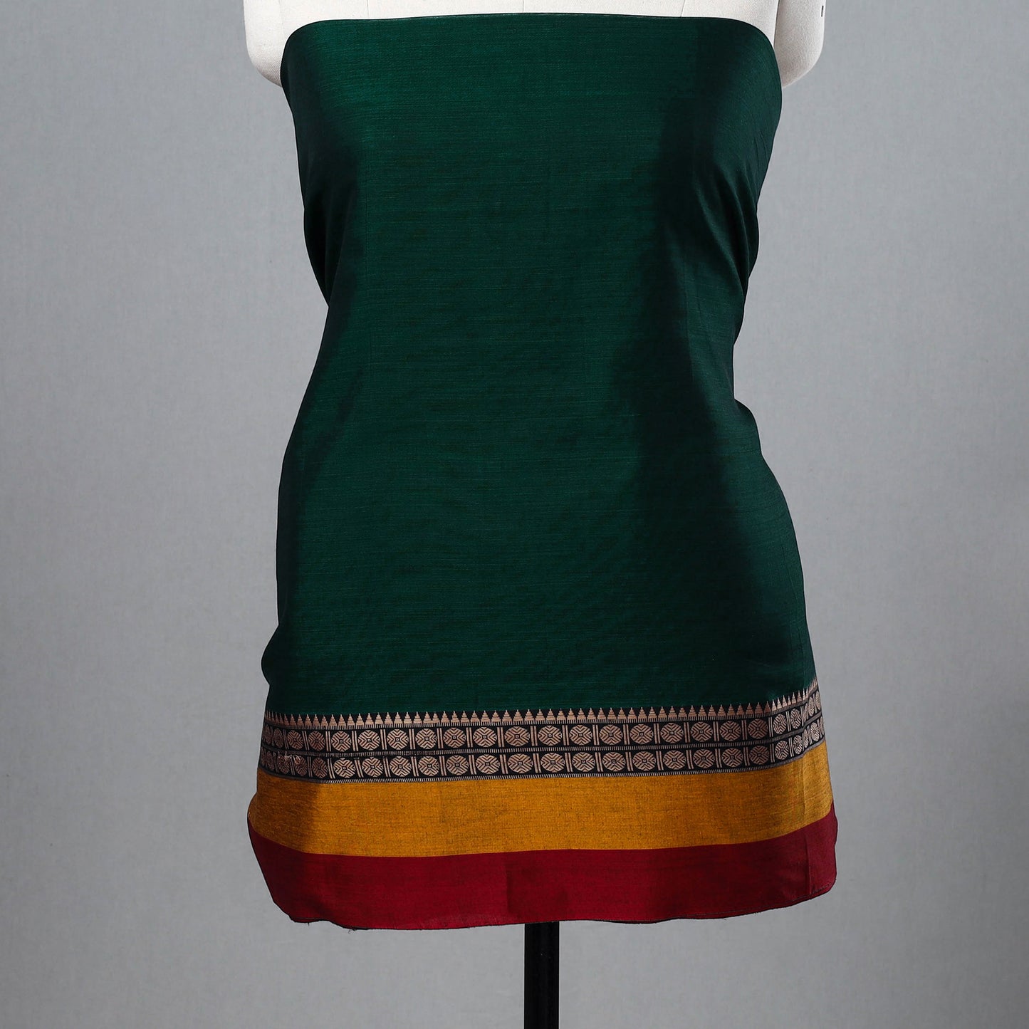 Green - 3pc Mercerized Cotton Dharwad Dress Material 07