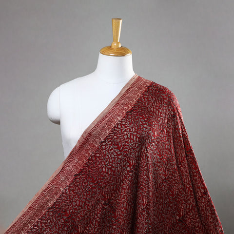 Red - Mulberry Silk Bagh Print Fabric 08