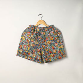  Green Block Print Cotton Unisex Sanganeri Shorts/Boxer