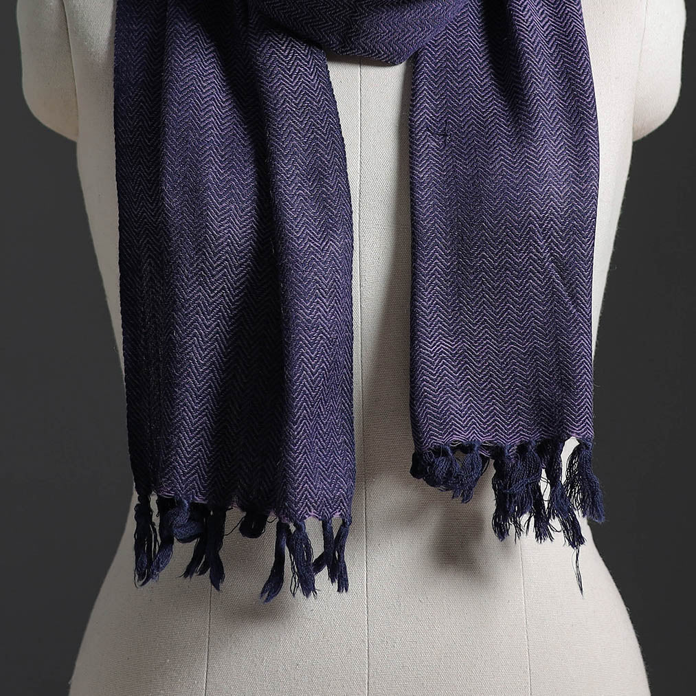 Purple - Kumaun Handwoven Pure Merino Wool Scarf 251