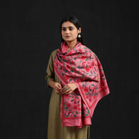 Pink - Handloom Silk Bengal Kantha Work Stole 21