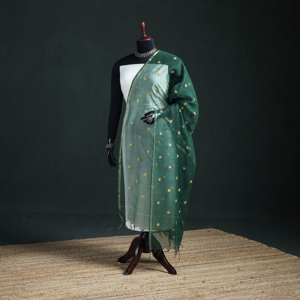 Kota Doria Cotton Embroidered Plain Dupatta 02