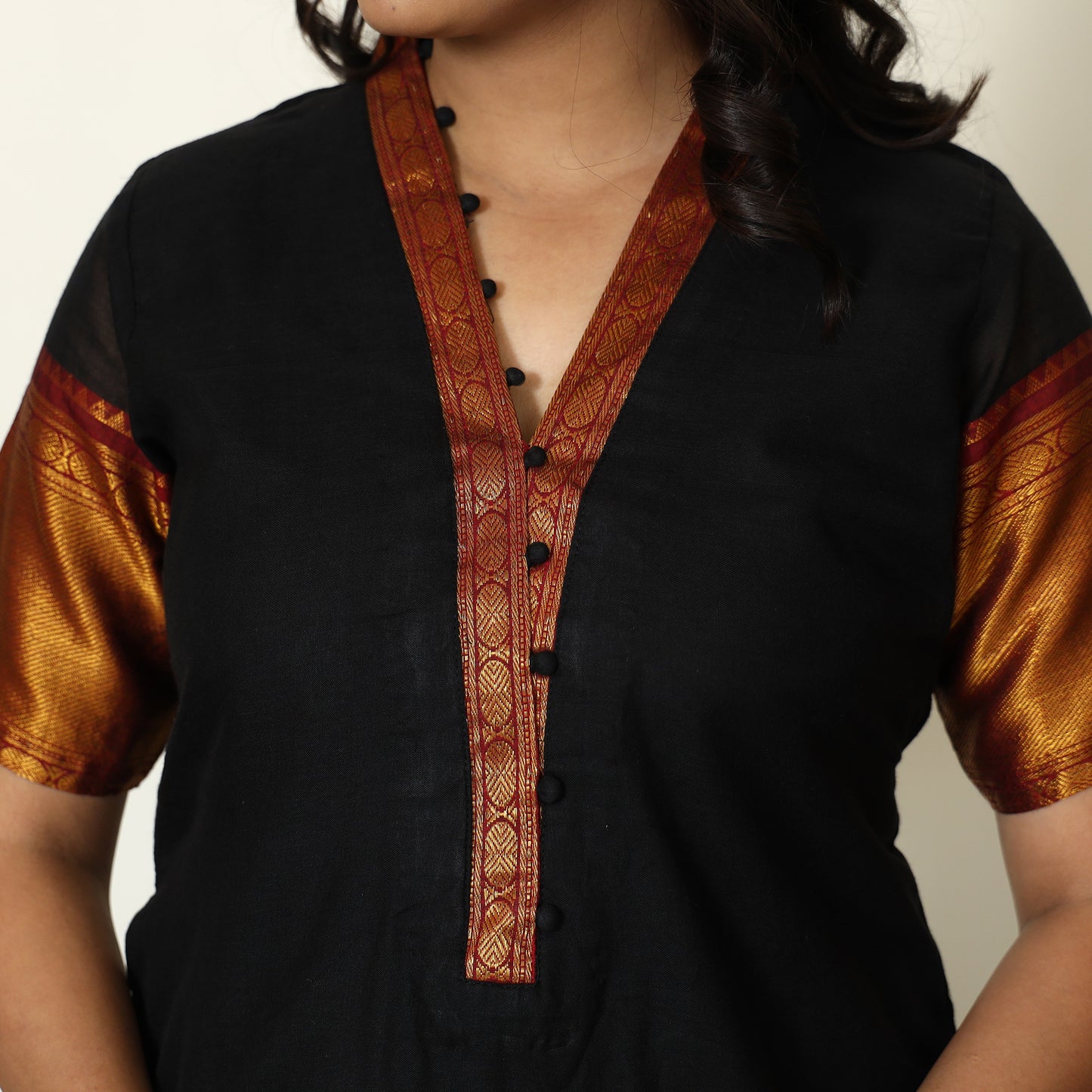 Black - Dharwad Cotton Kurta with Palazzo & Dupatta Set 21