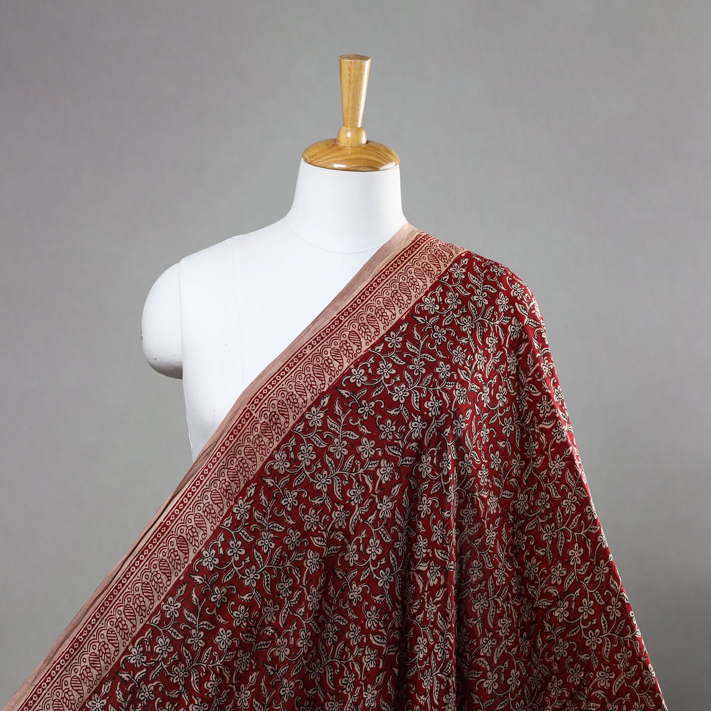 Red - Mulberry Silk Bagh Print Fabric 09