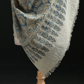 Ajrakh Hand Block Print Natural Dyed Handwoven Acrylic Wool Shawl 03