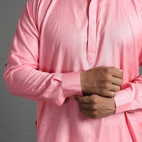 Baby pink - linen viscose plain men long pathani kurta