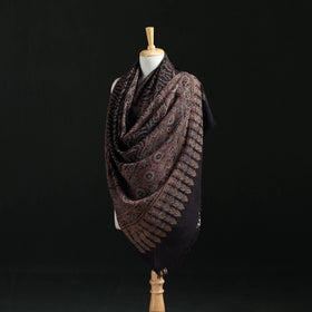 Ajrakh Hand Block Print Natural Dyed Handwoven Acrylic Wool Shawl 04