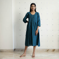 Rasika Dark Green Slub Silk Plain Dress