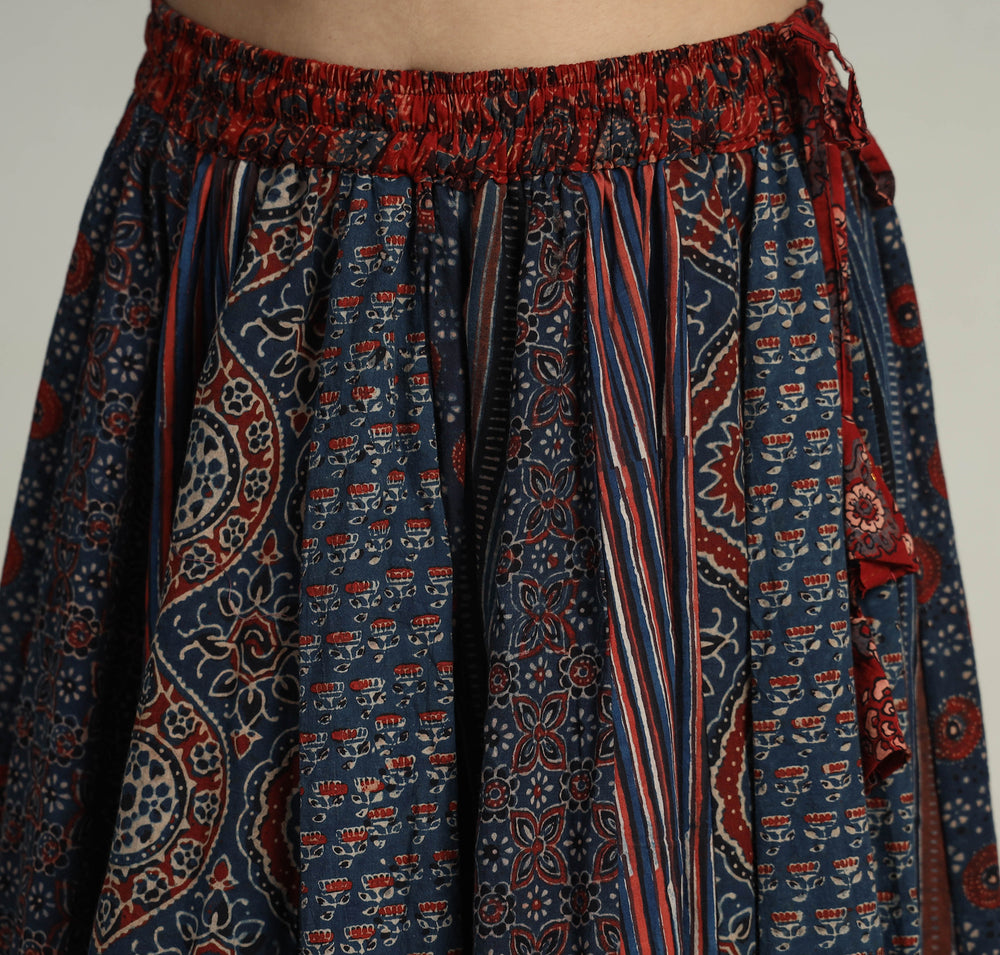 Multicolor - Kutch Block Printed 24 Kali Cotton Long Skirt 07