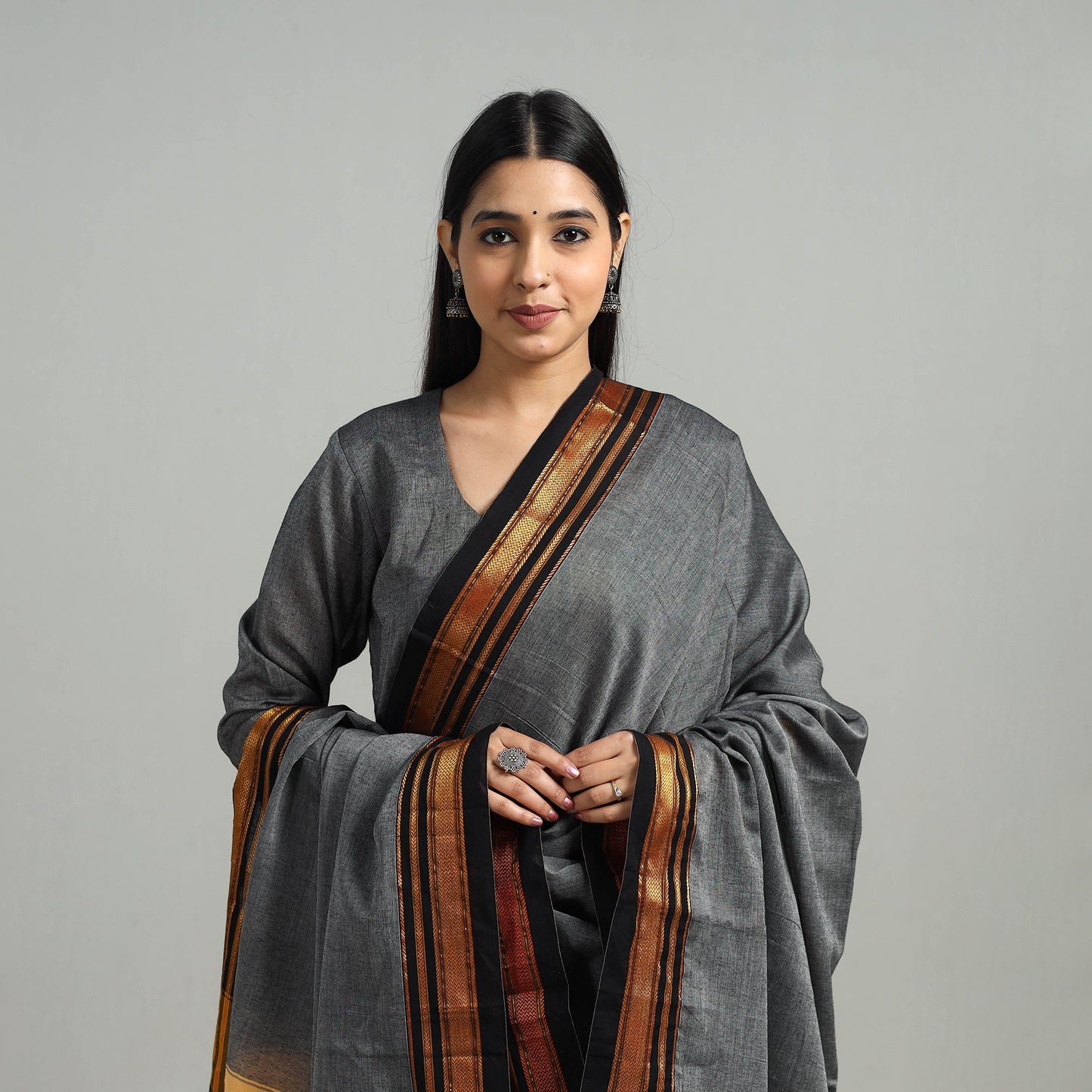 Grey - Cotton Dharwad Kurta Set with Palazzo & Dupatta 19