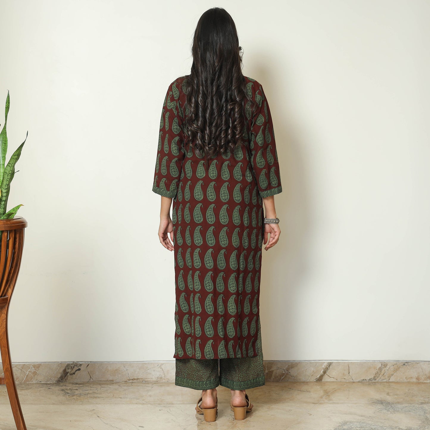 Red - Bagh Block Printed Cotton Kurta with Palazzo & Dupatta Set 02