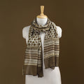Brown - Pipad Hand Block Print Natural Dyed Chanderi Silk Handloom Stole 17