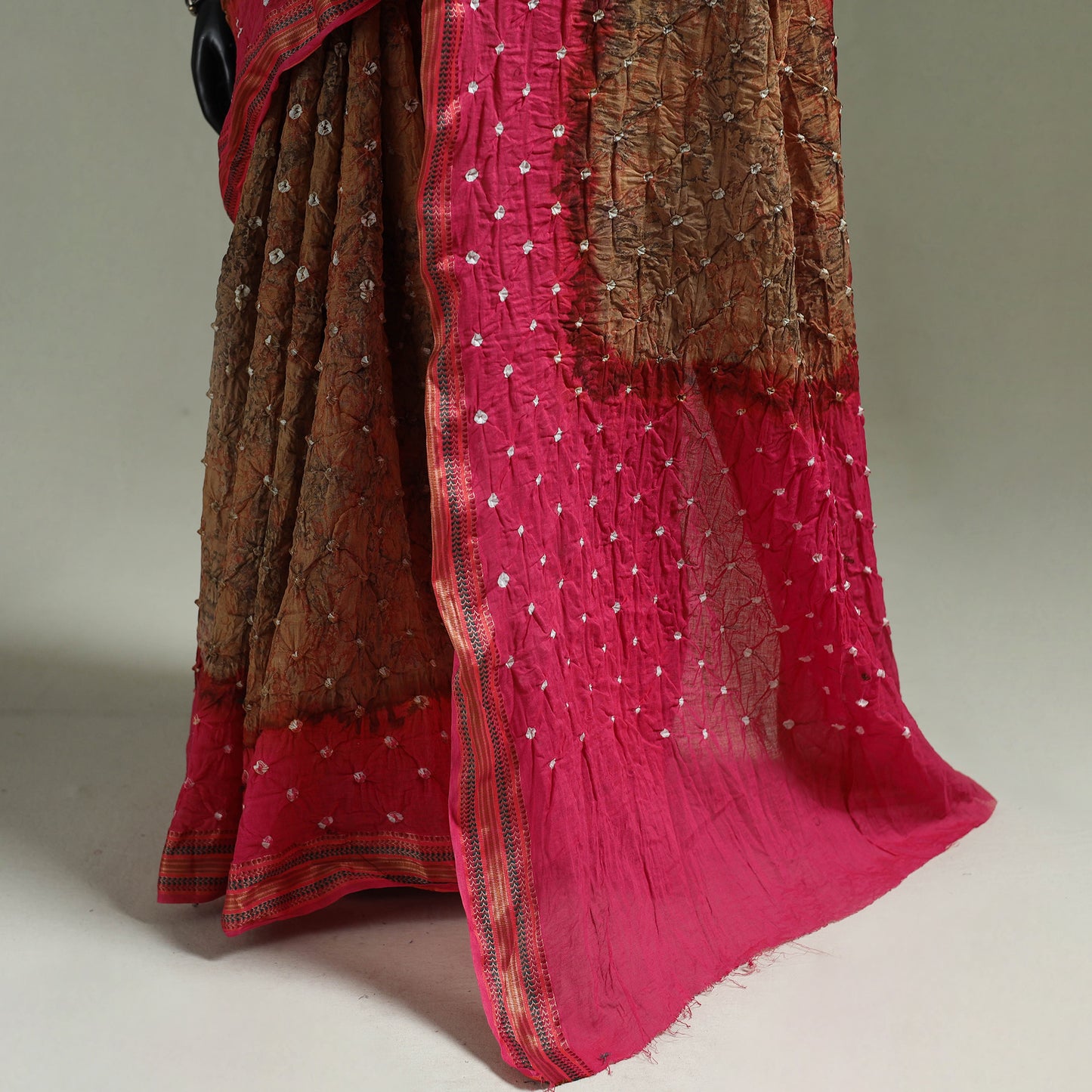 Kutch Tie-Dye Shibori Bandhani Cotton Saree with Blouse Piece 30